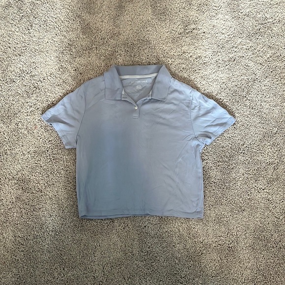 Blue Cropped Polo Shirt - Picture 1 of 2